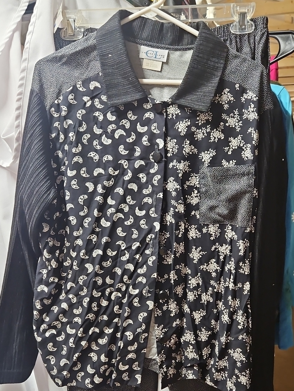 NW-1 Black Mixed-Print Top With Pants